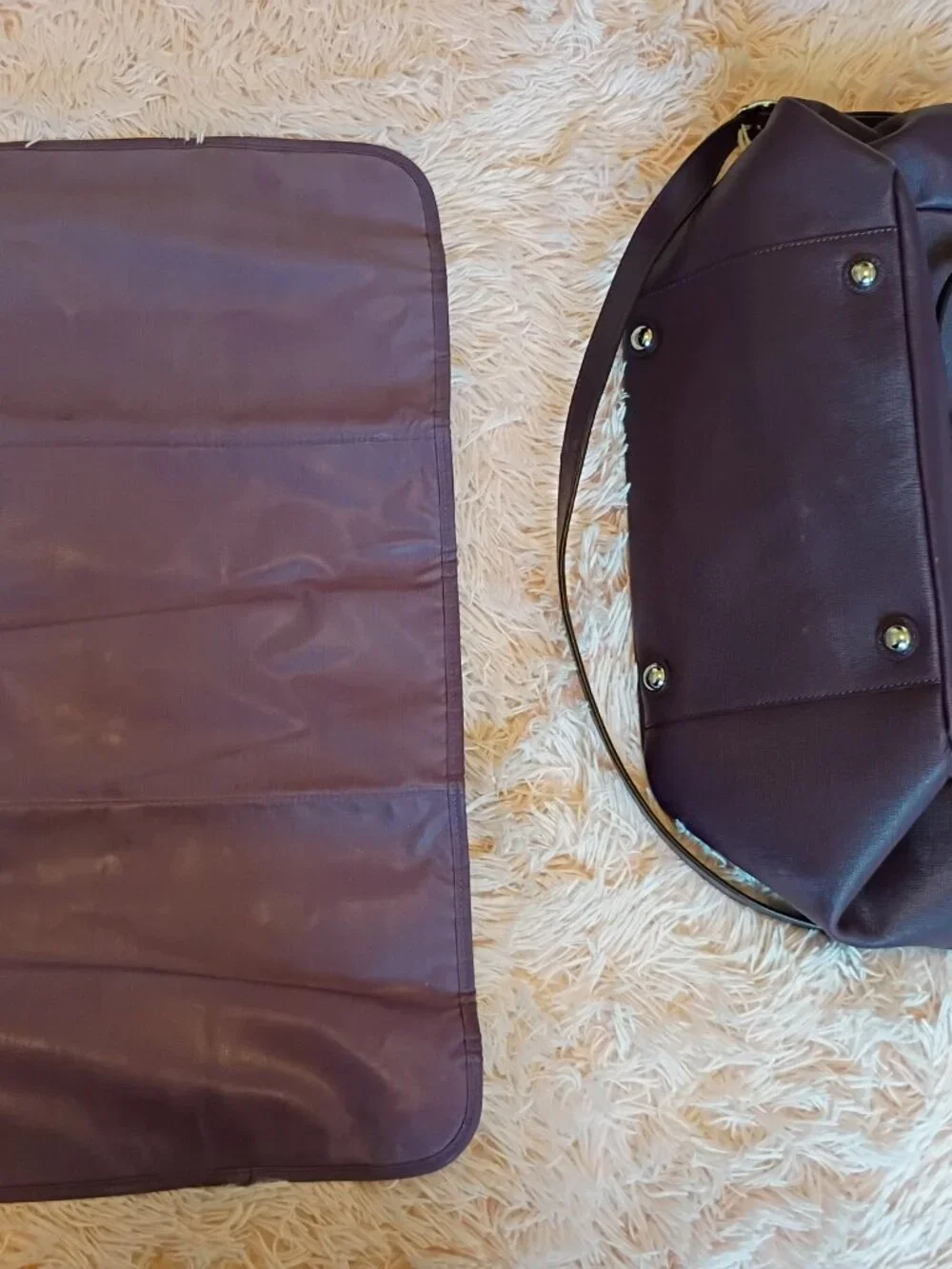 Coach Purple Saffiano Leather Diaper Tote Bag